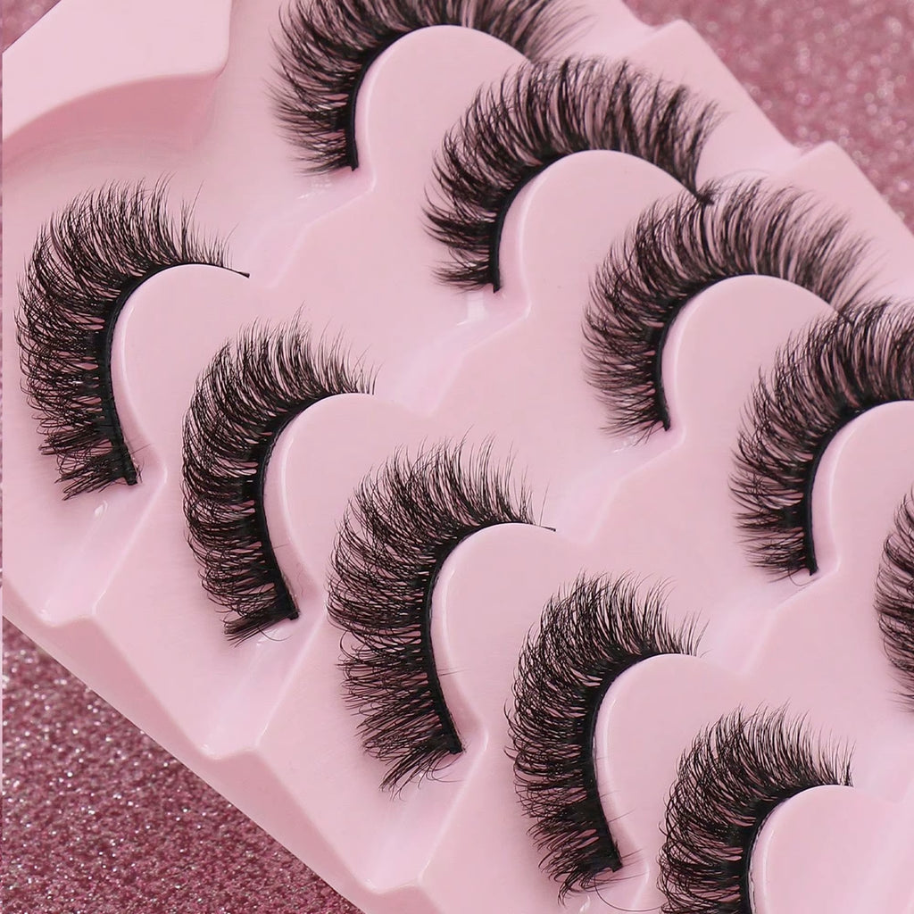 5 Pairs Cat Eye Lashes Faux Mink Eyelashes Winged End Eye Elongated Eyelashes Natural Long Manga Lashes Fake Lashes Makeup