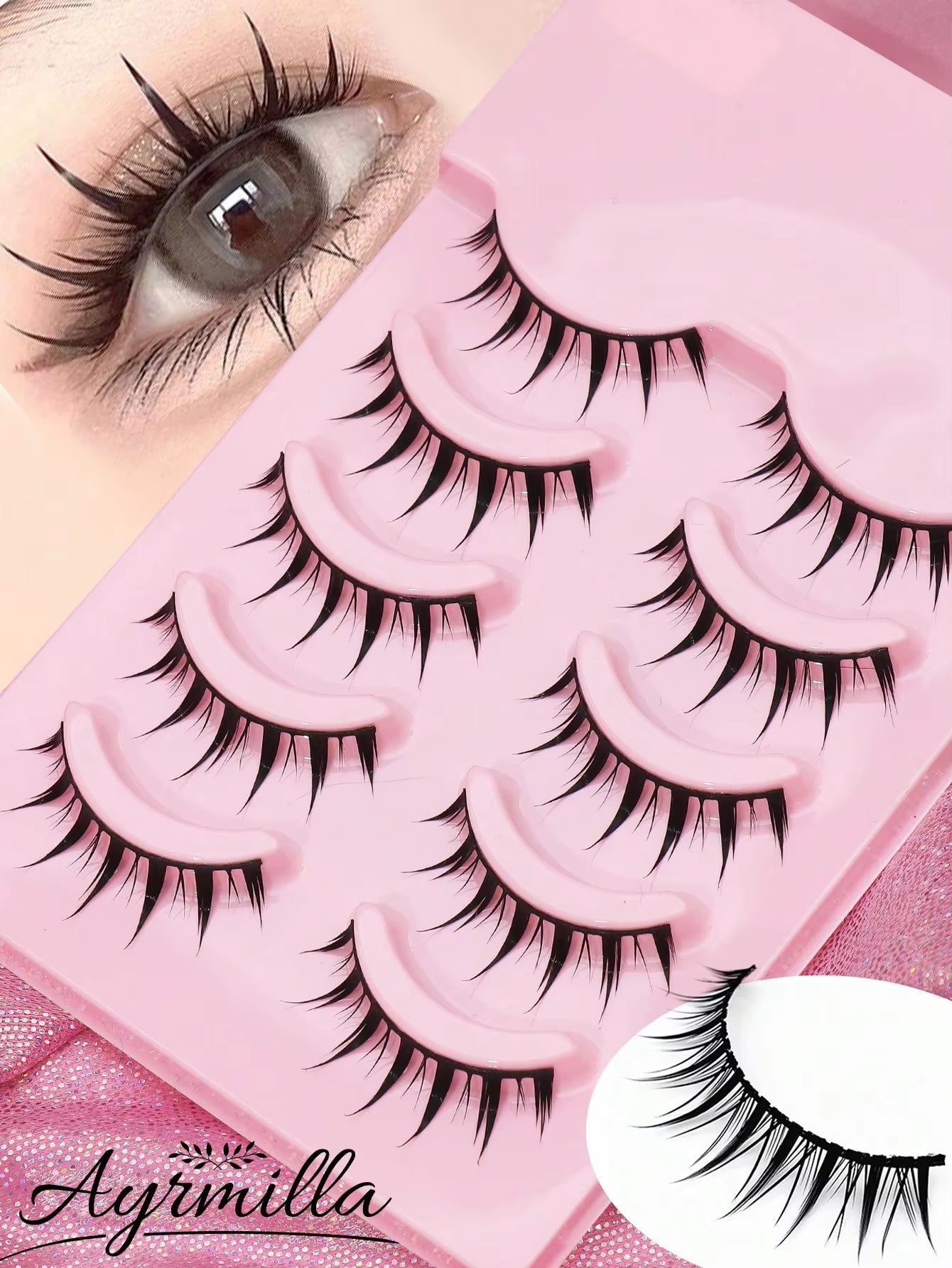5 Pairs Cat Eye Lashes Faux Mink Eyelashes Winged End Eye Elongated Eyelashes Natural Long Manga Lashes Fake Lashes Makeup