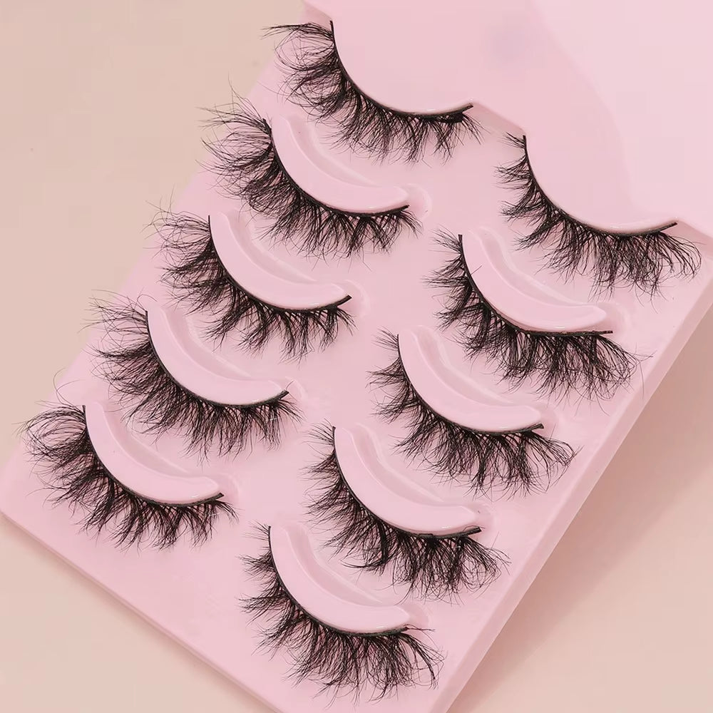5 Pairs Cat Eye Lashes Faux Mink Eyelashes Winged End Eye Elongated Eyelashes Natural Long Manga Lashes Fake Lashes Makeup