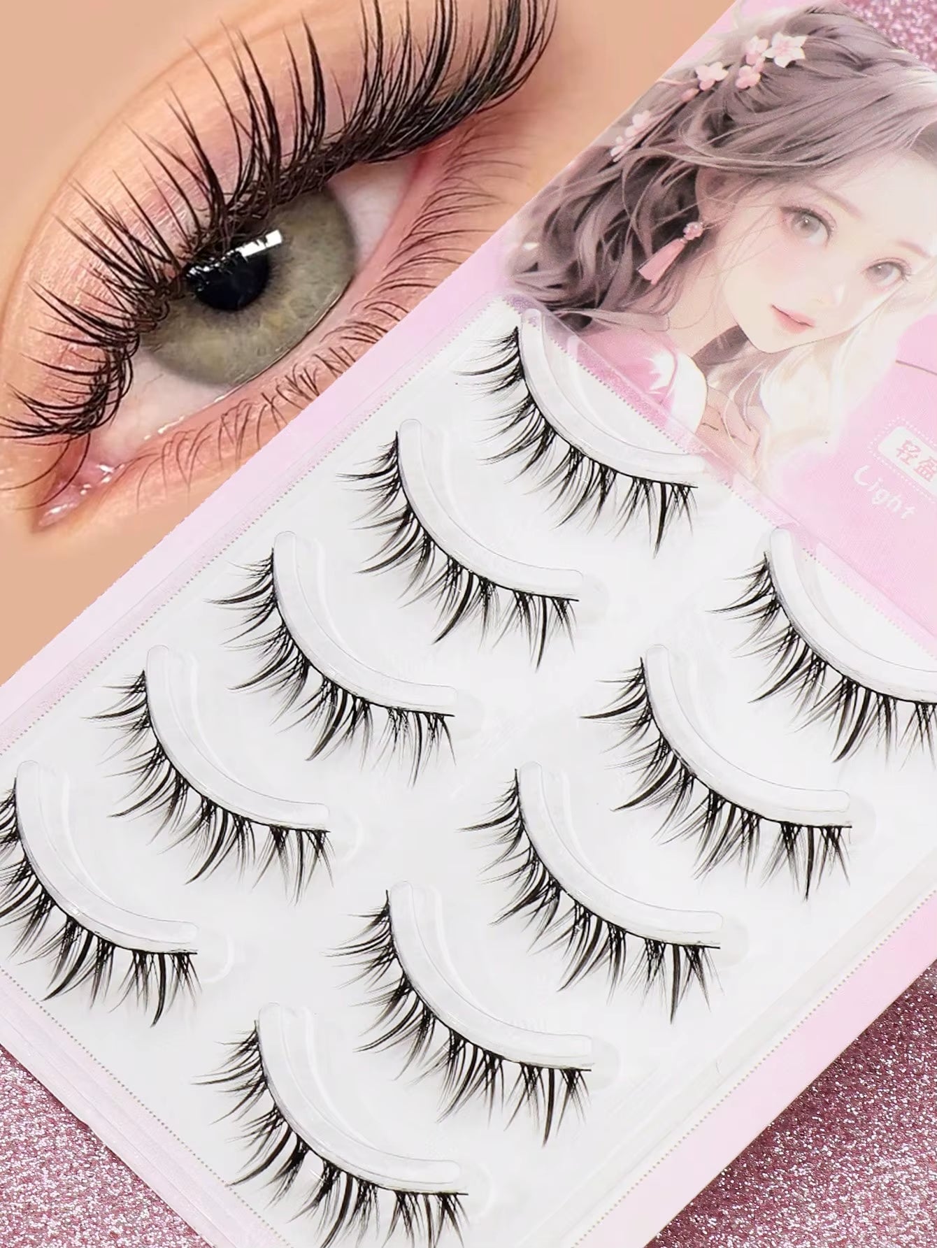 5 Pairs Cat Eye Lashes Faux Mink Eyelashes Winged End Eye Elongated Eyelashes Natural Long Manga Lashes Fake Lashes Makeup