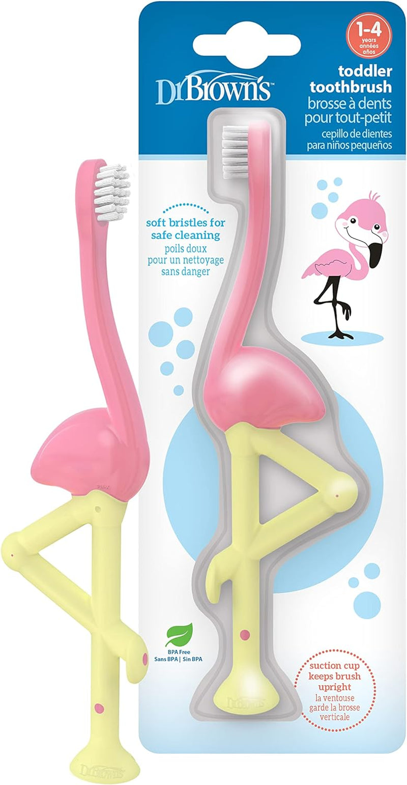 Baby and Toddler Toothbrush, Flamingo 1-Pack, 1-4 Years