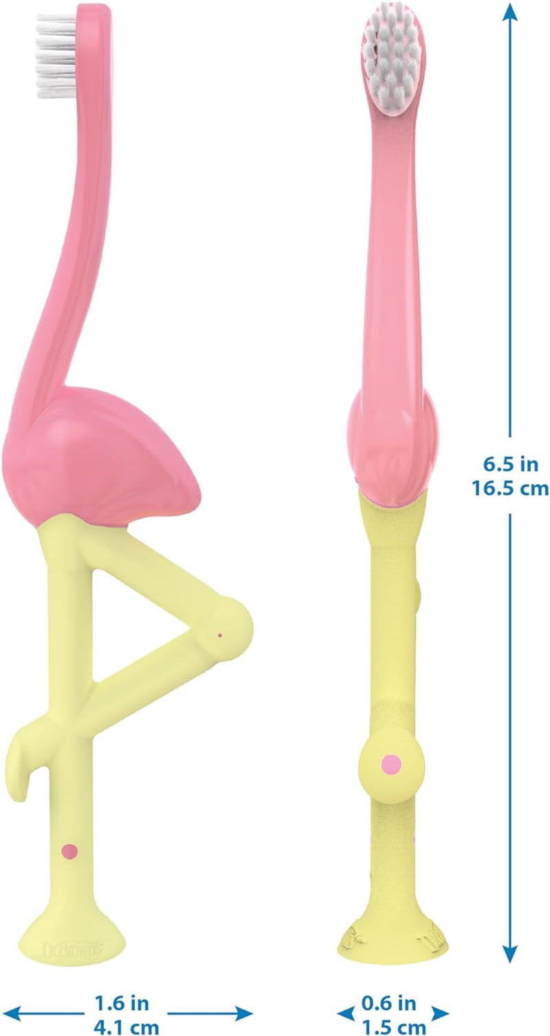 Baby and Toddler Toothbrush, Flamingo 1-Pack, 1-4 Years