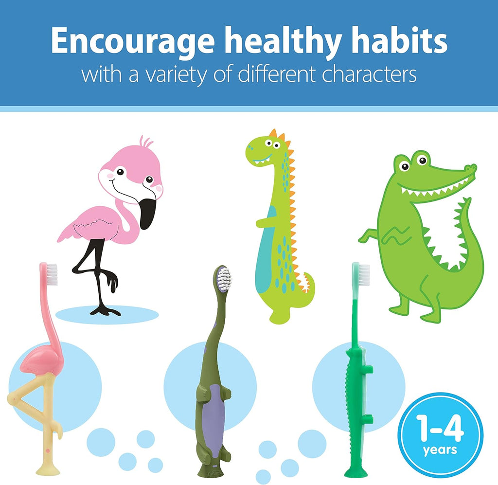 Baby and Toddler Toothbrush, Flamingo 1-Pack, 1-4 Years