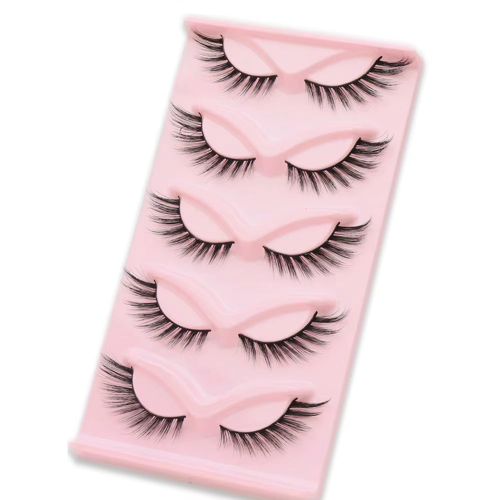 5 Pairs Cat Eye Lashes Faux Mink Eyelashes Winged End Eye Elongated Eyelashes Natural Long Manga Lashes Fake Lashes Makeup