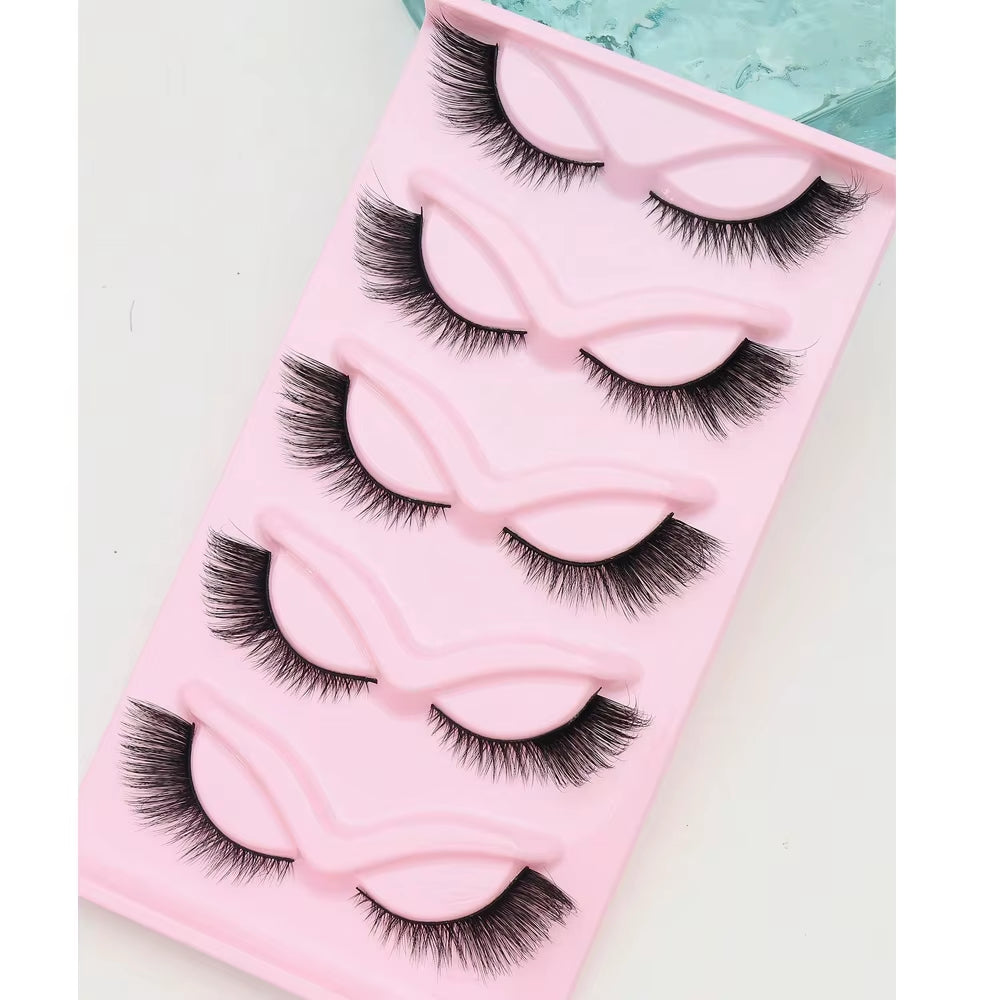 5 Pairs Cat Eye Lashes Faux Mink Eyelashes Winged End Eye Elongated Eyelashes Natural Long Manga Lashes Fake Lashes Makeup