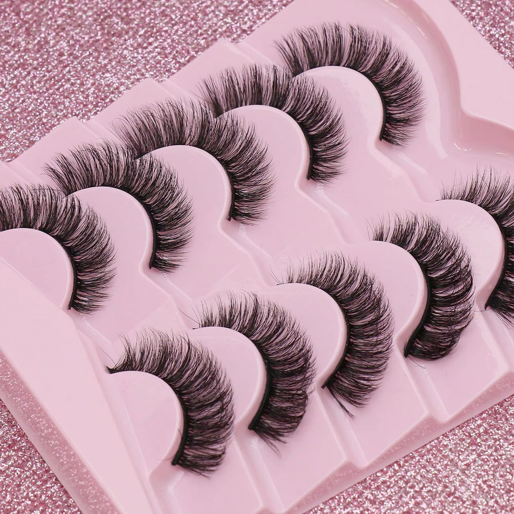 5 Pairs Cat Eye Lashes Faux Mink Eyelashes Winged End Eye Elongated Eyelashes Natural Long Manga Lashes Fake Lashes Makeup