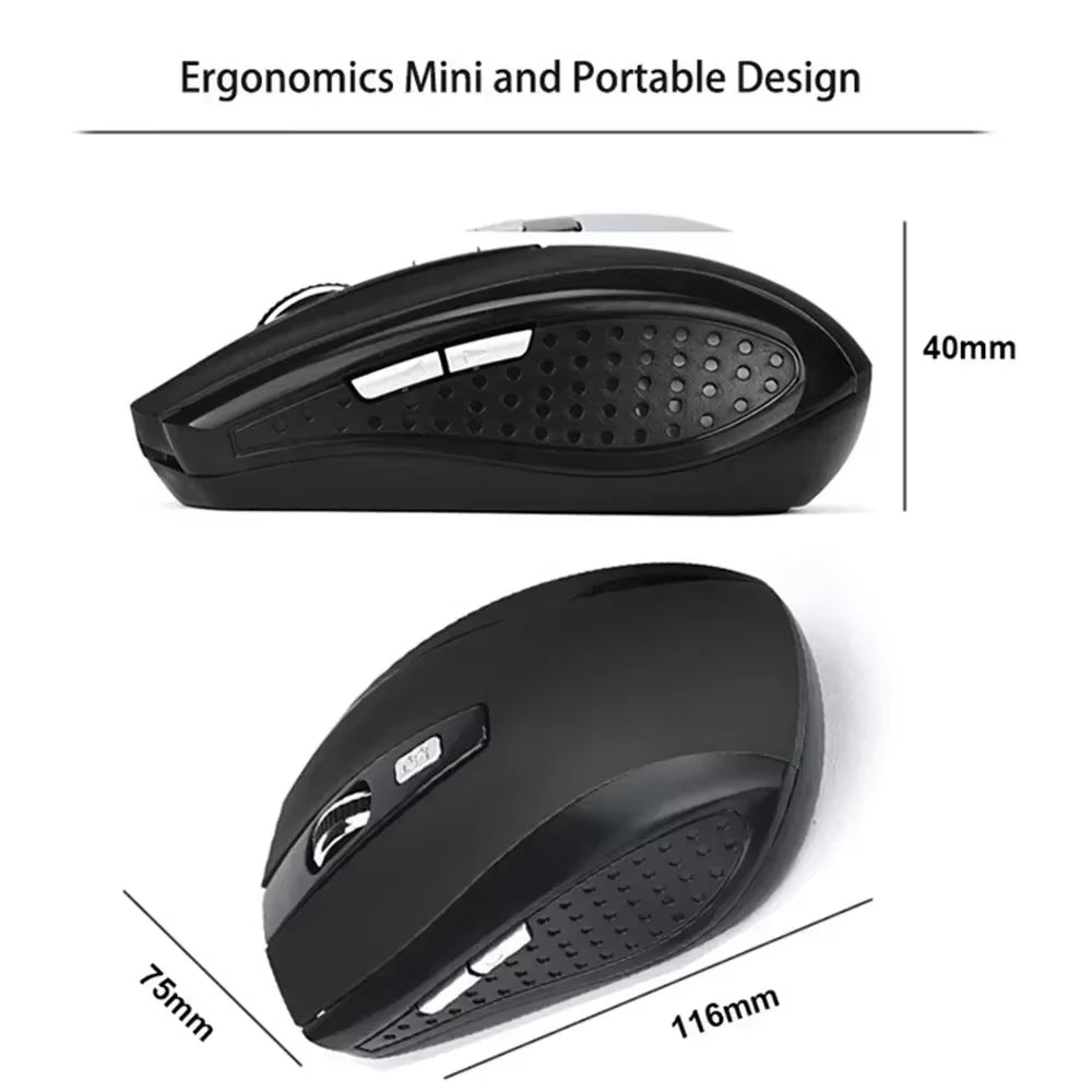 Portable 2.4G Wireless Mouse Ergonomics Mouse Mobile Optical Office Mouse for Notebook Laptop Macbook Adjustable 1600DPI Levels