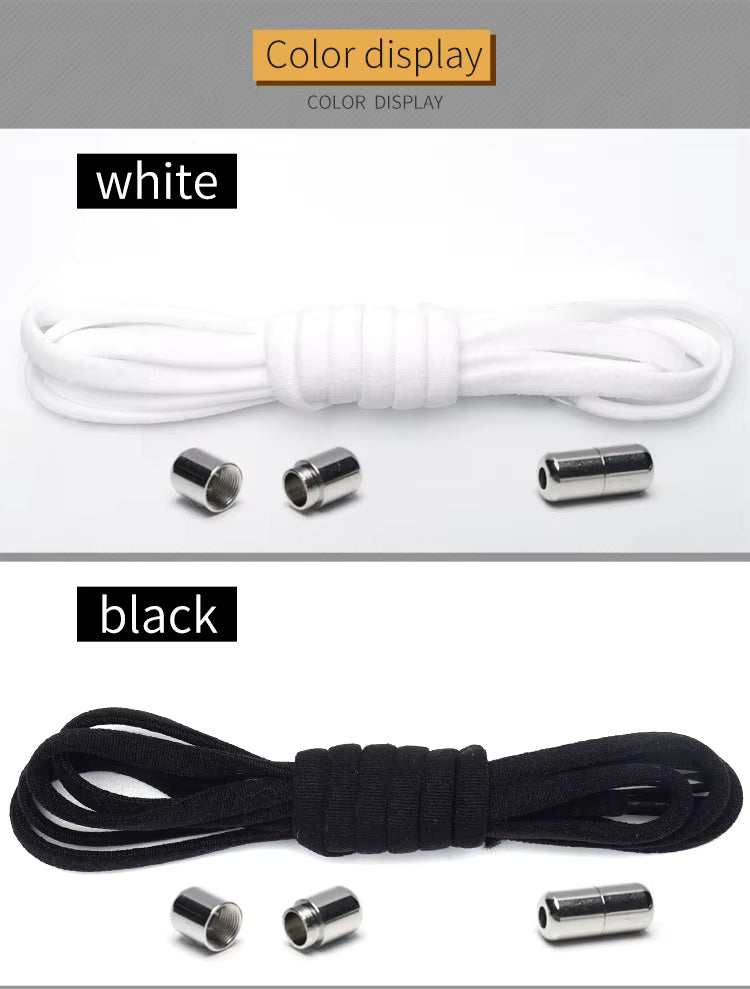 New Version Elastic No Tie Shoelaces Metal Lock Shoe Laces for Kids Adult Sneakers Quick Shoelaces Semicircle Shoestrings