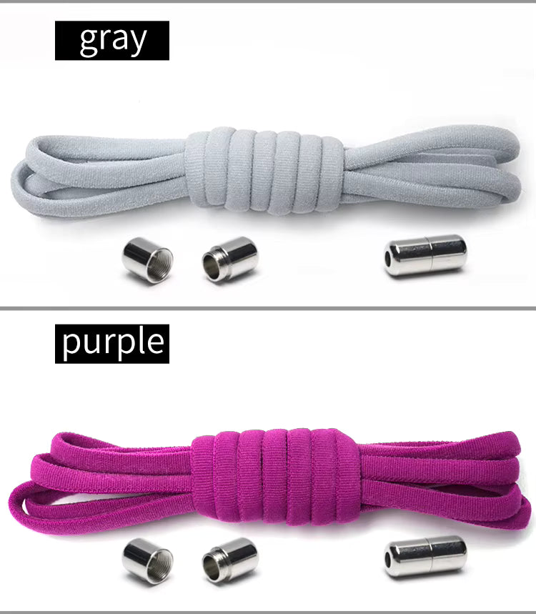 New Version Elastic No Tie Shoelaces Metal Lock Shoe Laces for Kids Adult Sneakers Quick Shoelaces Semicircle Shoestrings