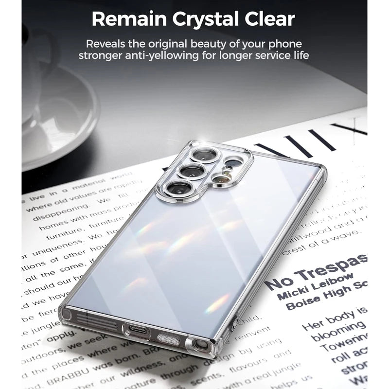 Original Clear Silicone Case for Galaxy Samsung S24 S23 S22 S21 Ultra FE plus Ultra Thin Crystal Soft TPU Cover A14 A34 A54 5G