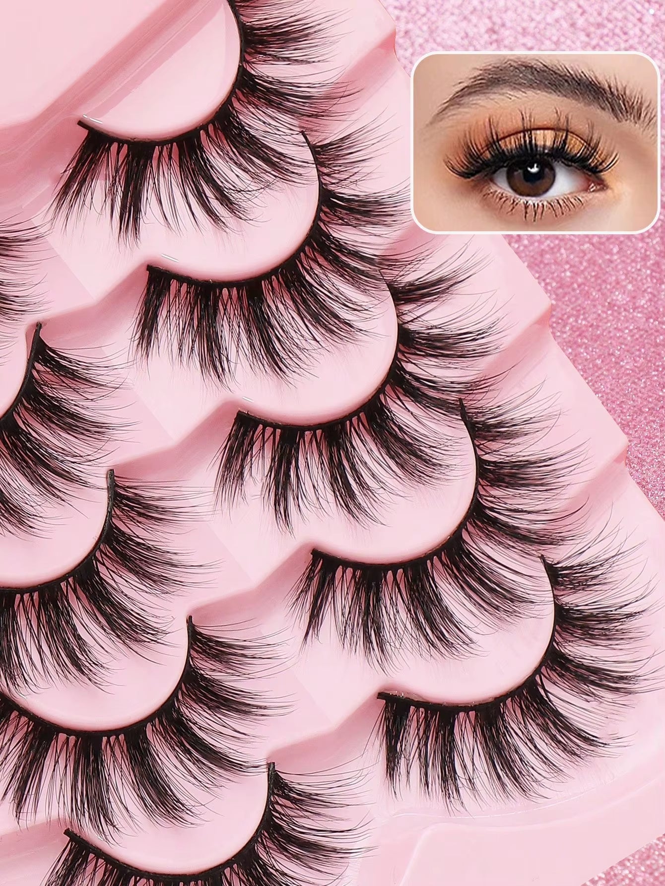 5 Pairs Cat Eye Lashes Faux Mink Eyelashes Winged End Eye Elongated Eyelashes Natural Long Manga Lashes Fake Lashes Makeup