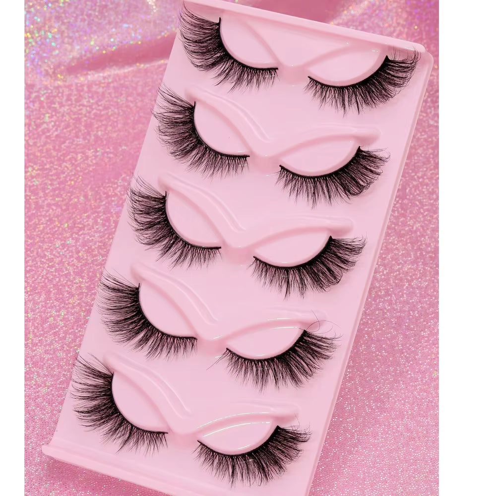 5 Pairs Cat Eye Lashes Faux Mink Eyelashes Winged End Eye Elongated Eyelashes Natural Long Manga Lashes Fake Lashes Makeup