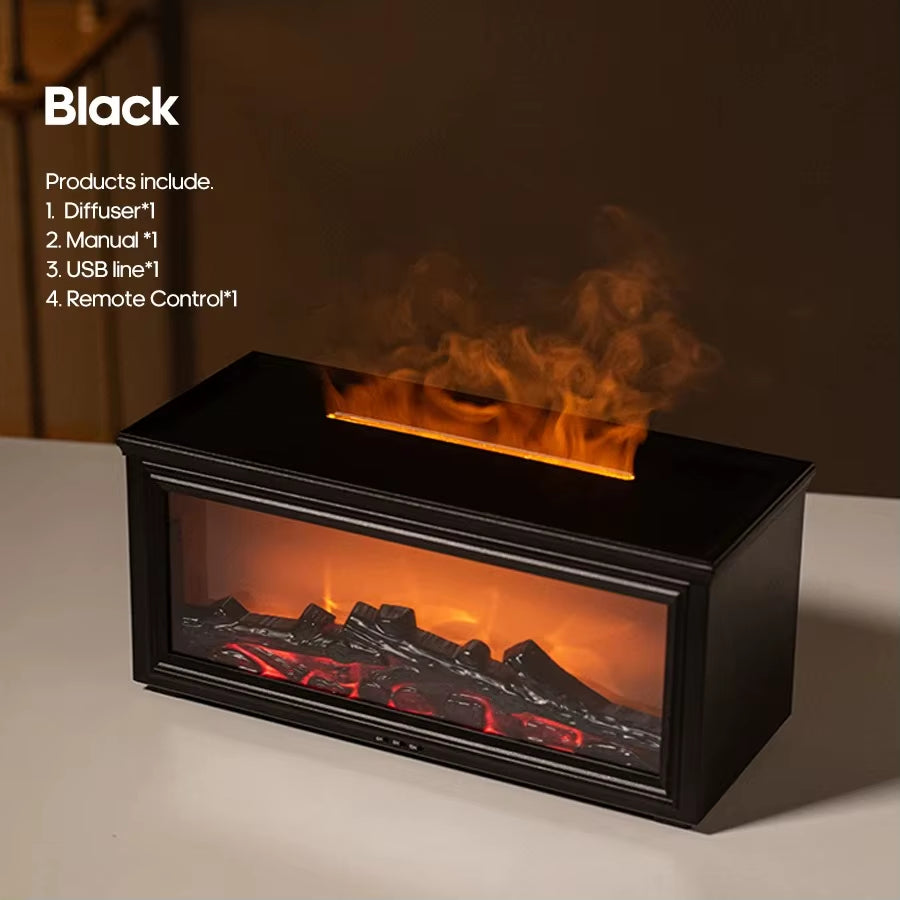 New Colorful Flame Mini Fireplace Aroma Diffuser 280Ml Waterless Auto-Off Air Humidifier with Timer Remote Control for Home Gift